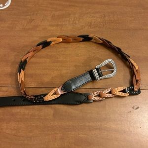 Brighton womens brown black silver studded belt size 32 waist